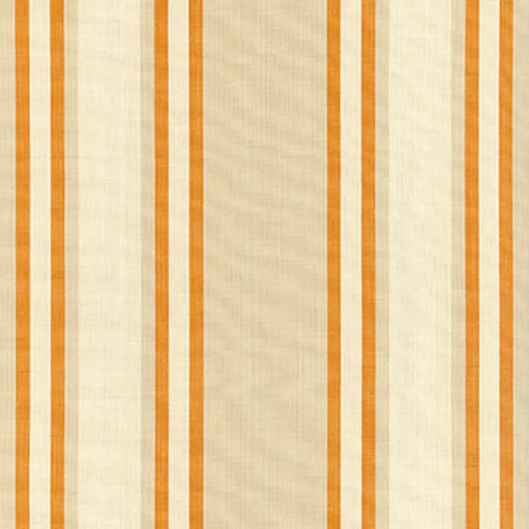 Schumacher 62985 Seneca Cotton Stripe Beige/Pumpkin fabric swatch