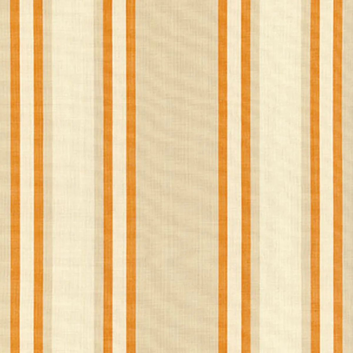 Schumacher 62985 Seneca Cotton Stripe Beige/Pumpkin fabric swatch