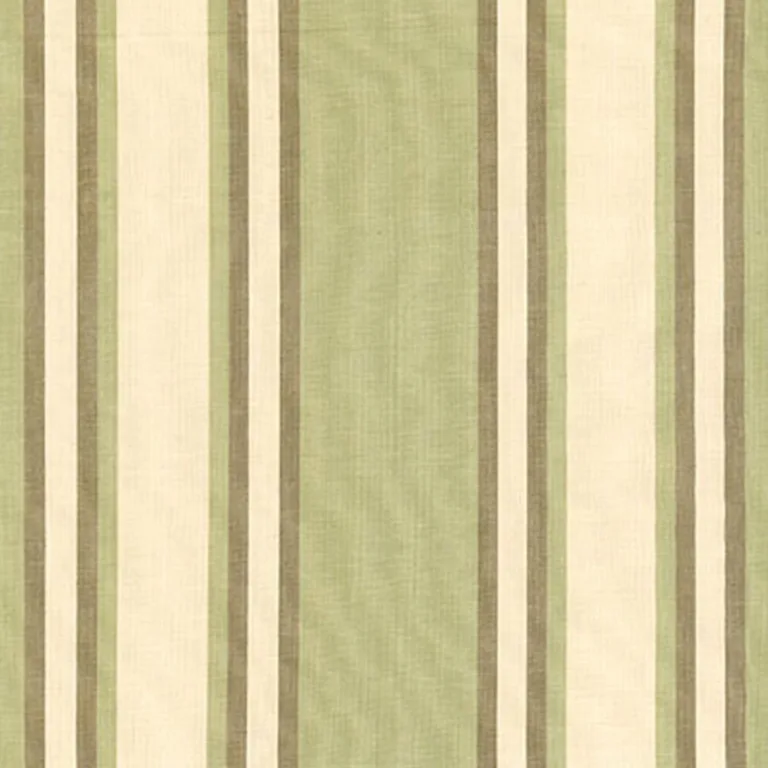 Schumacher 62983 Seneca Cotton Stripe Green Tea/Mocha fabric swatch