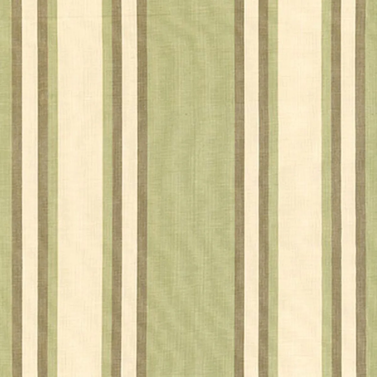 Schumacher 62983 Seneca Cotton Stripe Green Tea/Mocha fabric swatch