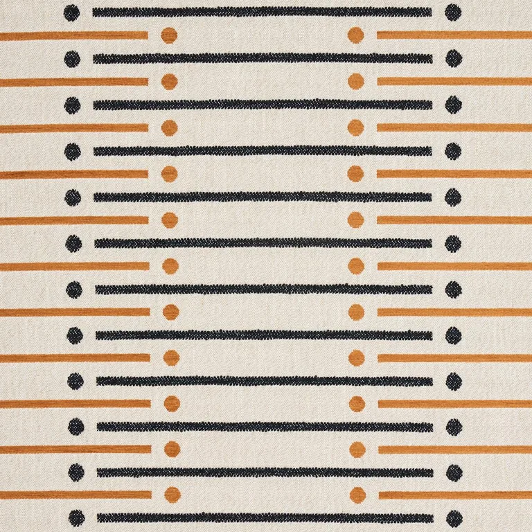 Schumacher 82001 Serapo Rustic Weave Carbon & Ochre fabric swatch