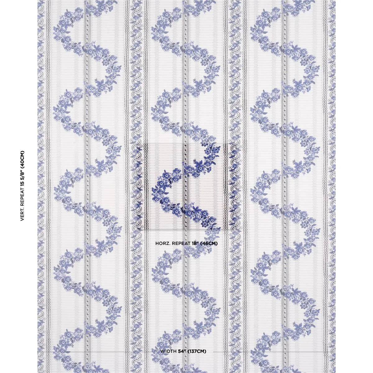 Schumacher 182070 Serena Garland Blue fabric swatch