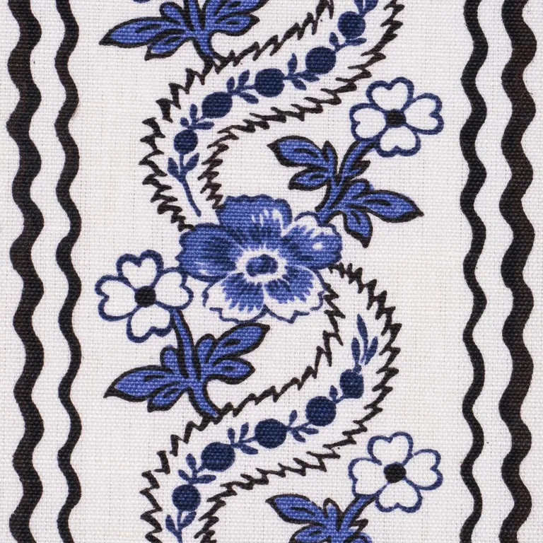 Schumacher 182070 Serena Garland Blue fabric swatch