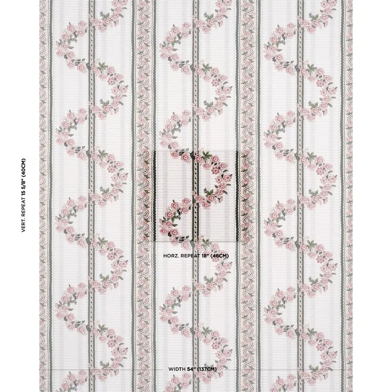 Schumacher 182072 Serena Garland Rose fabric swatch