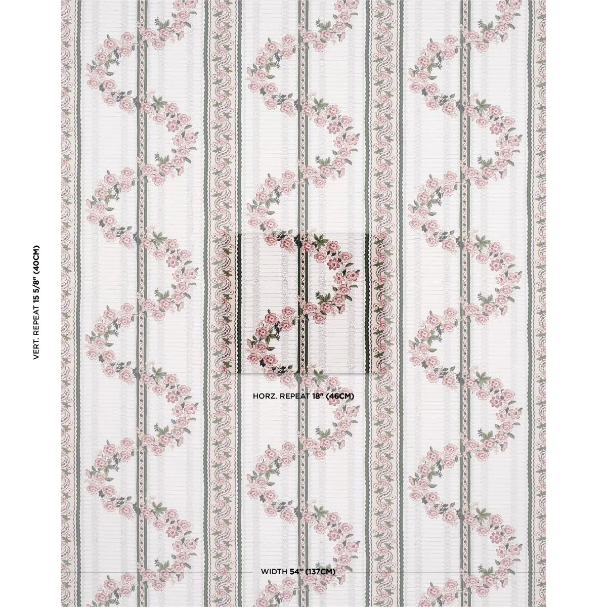 Schumacher 182072 Serena Garland Rose fabric swatch