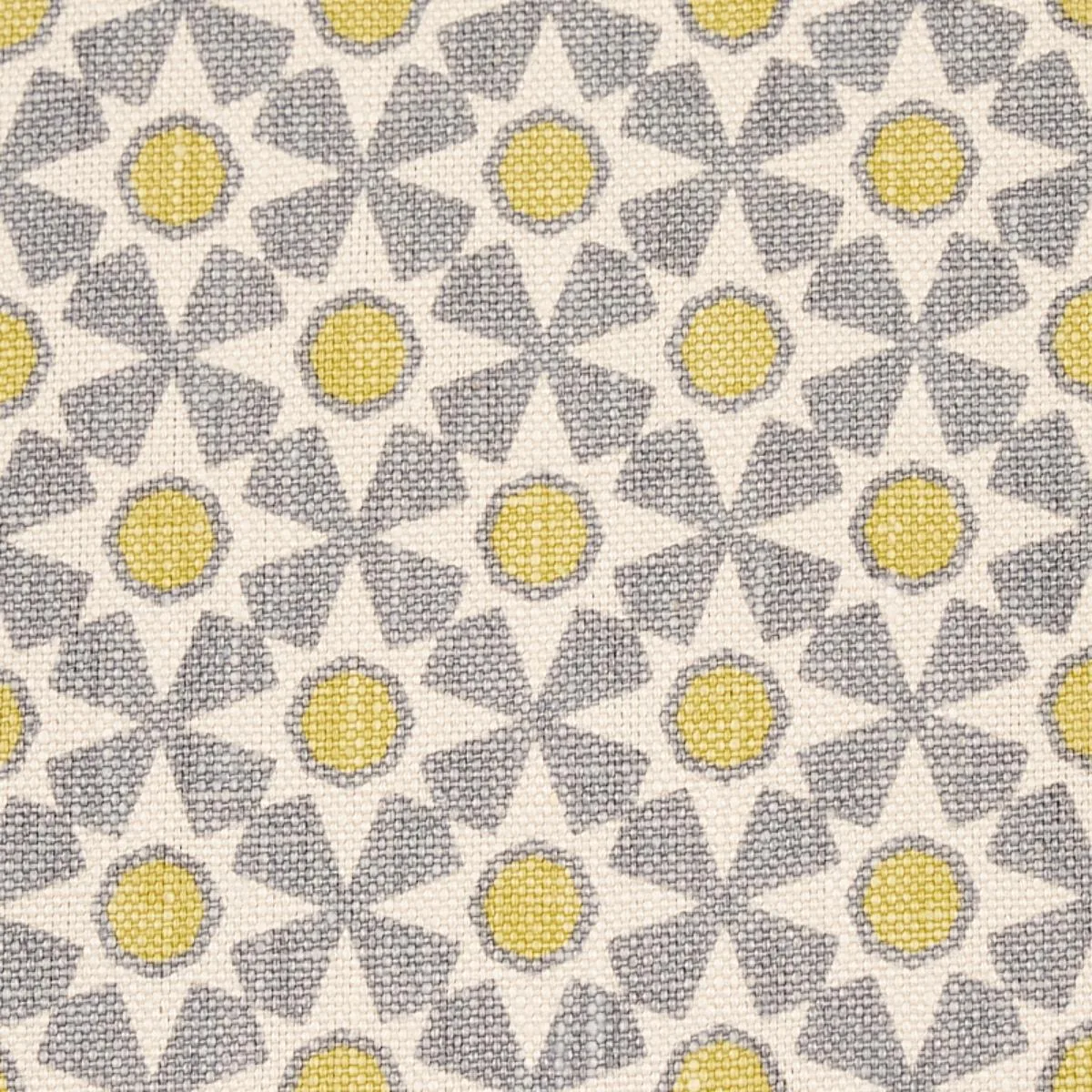 Schumacher 176426 Serendipity Bay & Citron fabric swatch