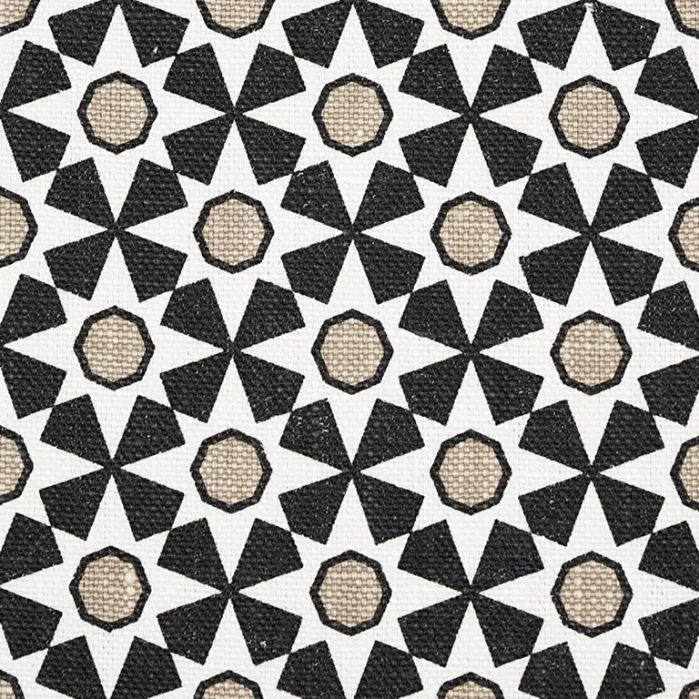 Schumacher 176421 Serendipity Black & Taupe fabric swatch
