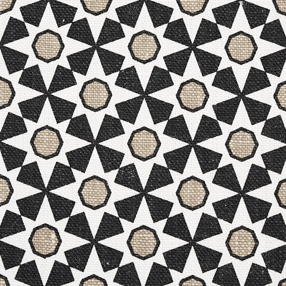 Schumacher 176421 Serendipity Black & Taupe fabric swatch