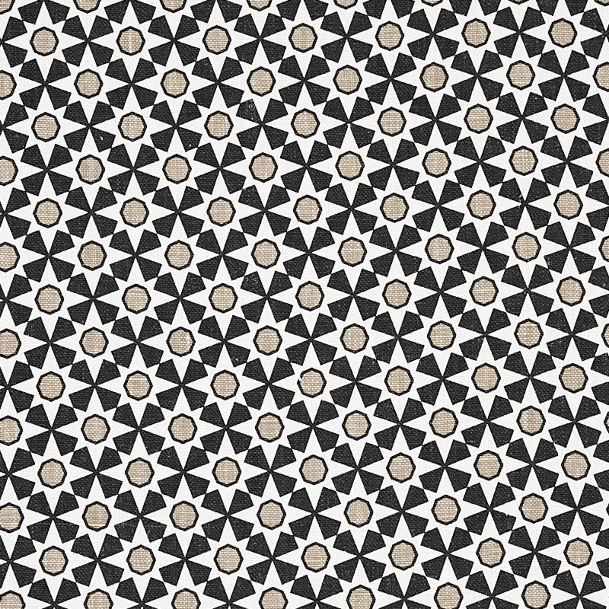 Schumacher 176421 Serendipity Black & Taupe fabric swatch