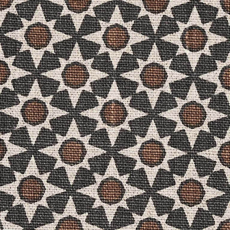 Schumacher 176420 Serendipity Cinder & Caramel fabric swatch