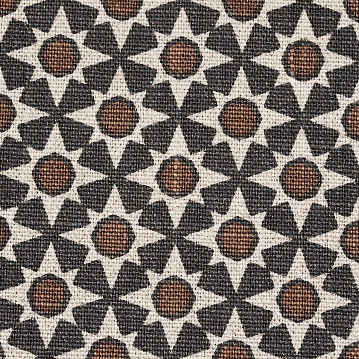 Schumacher 176420 Serendipity Cinder & Caramel fabric swatch