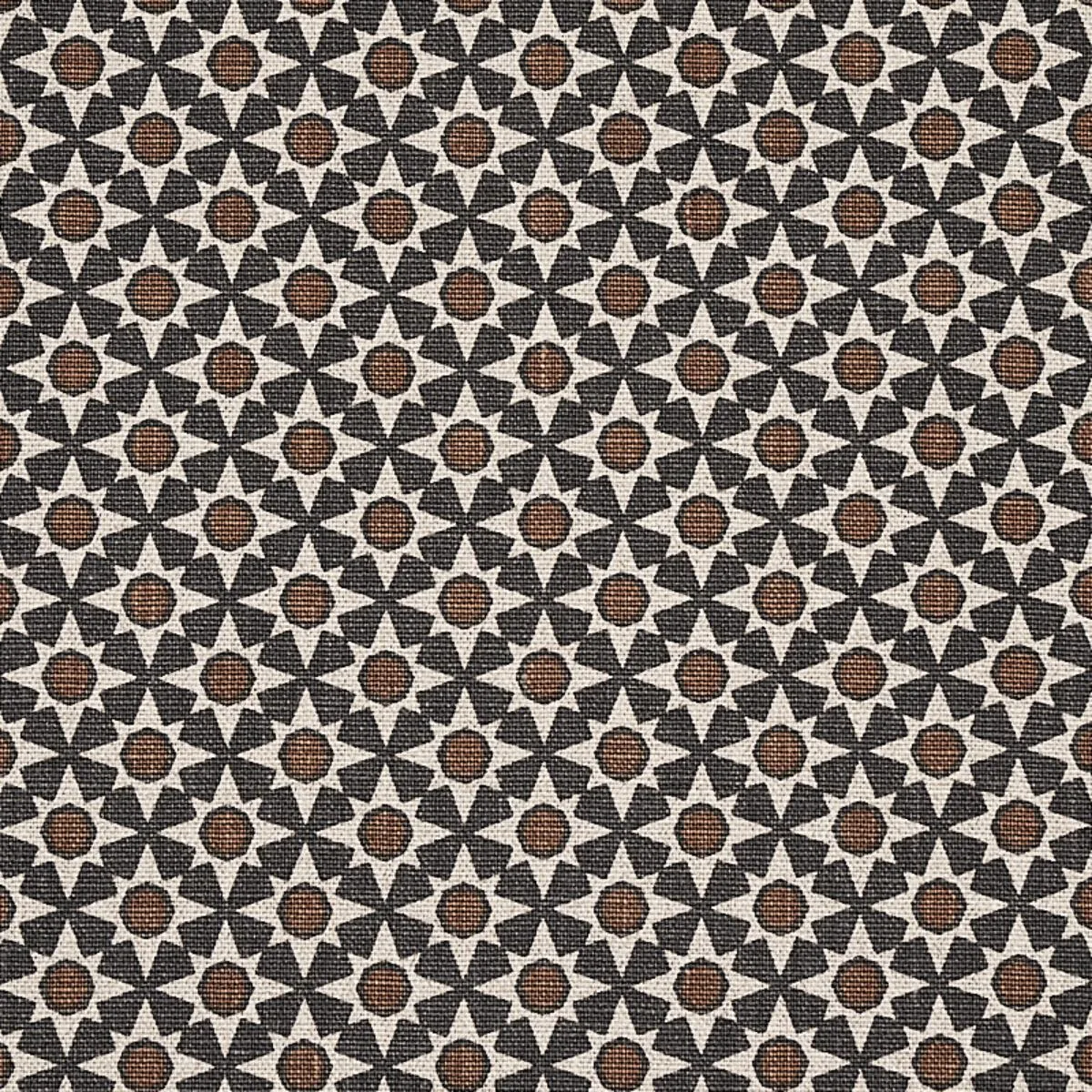Schumacher 176420 Serendipity Cinder & Caramel fabric swatch