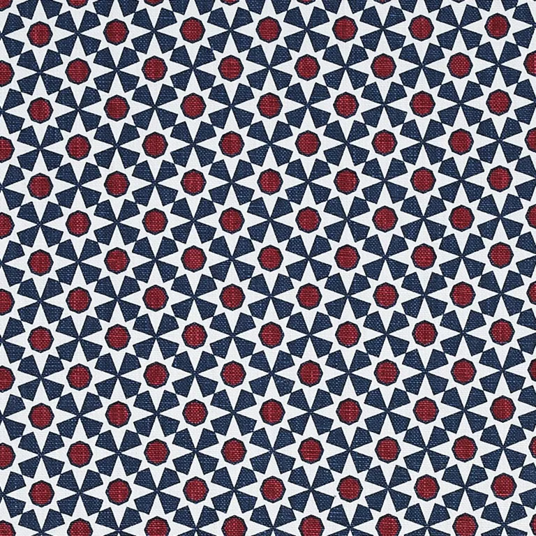 Schumacher 176423 Serendipity Navy & Red fabric swatch