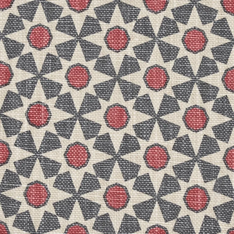 Schumacher 176424 Serendipity Slate & Rouge fabric swatch