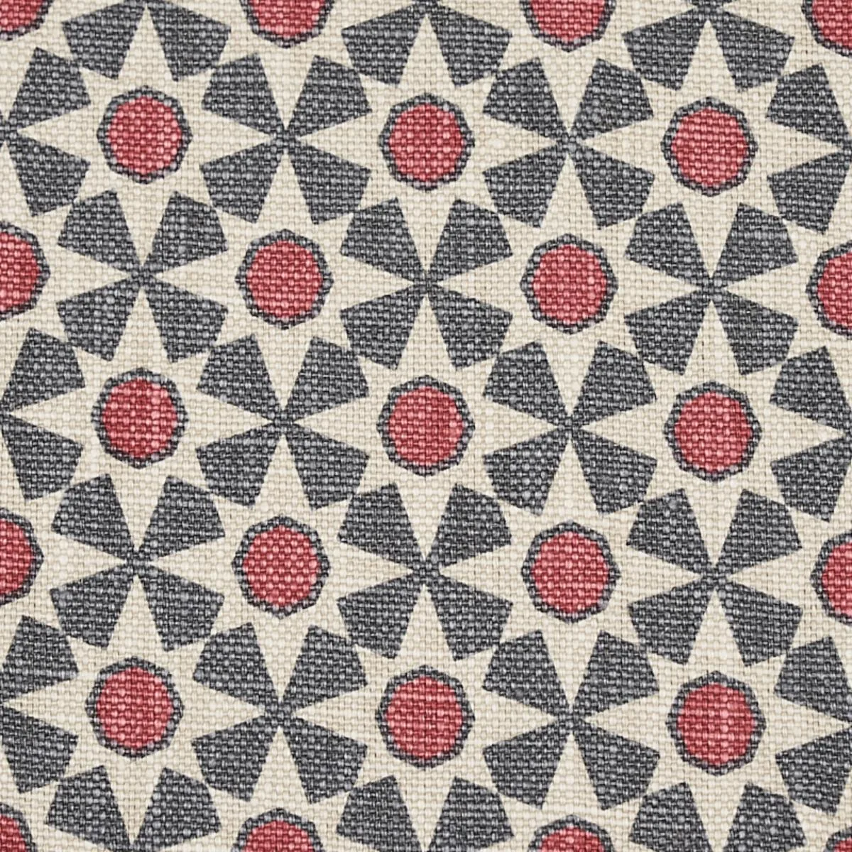 Schumacher 176424 Serendipity Slate & Rouge fabric swatch