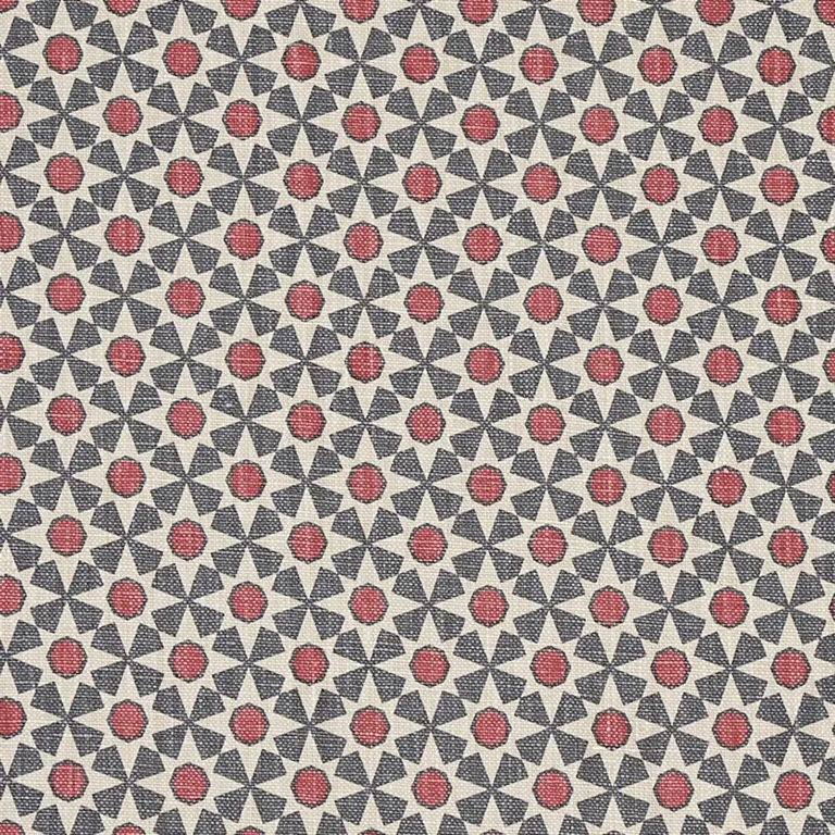 Schumacher 176424 Serendipity Slate & Rouge fabric swatch