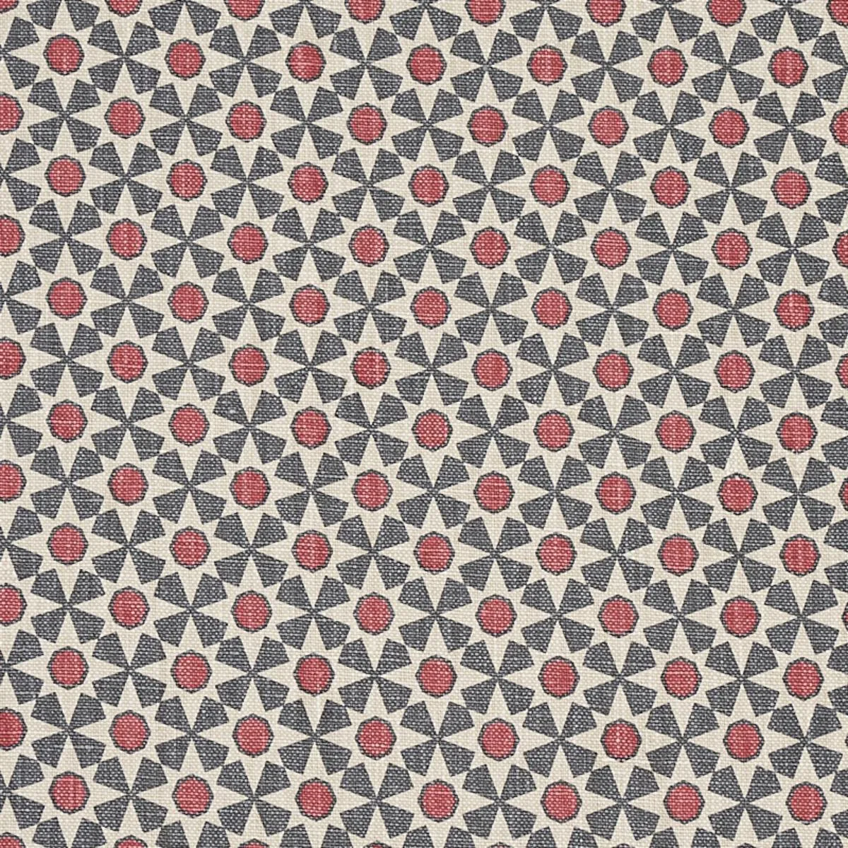 Schumacher 176424 Serendipity Slate & Rouge fabric swatch