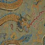 Schumacher 85090 Serpentine Dragon Multi fabric swatch