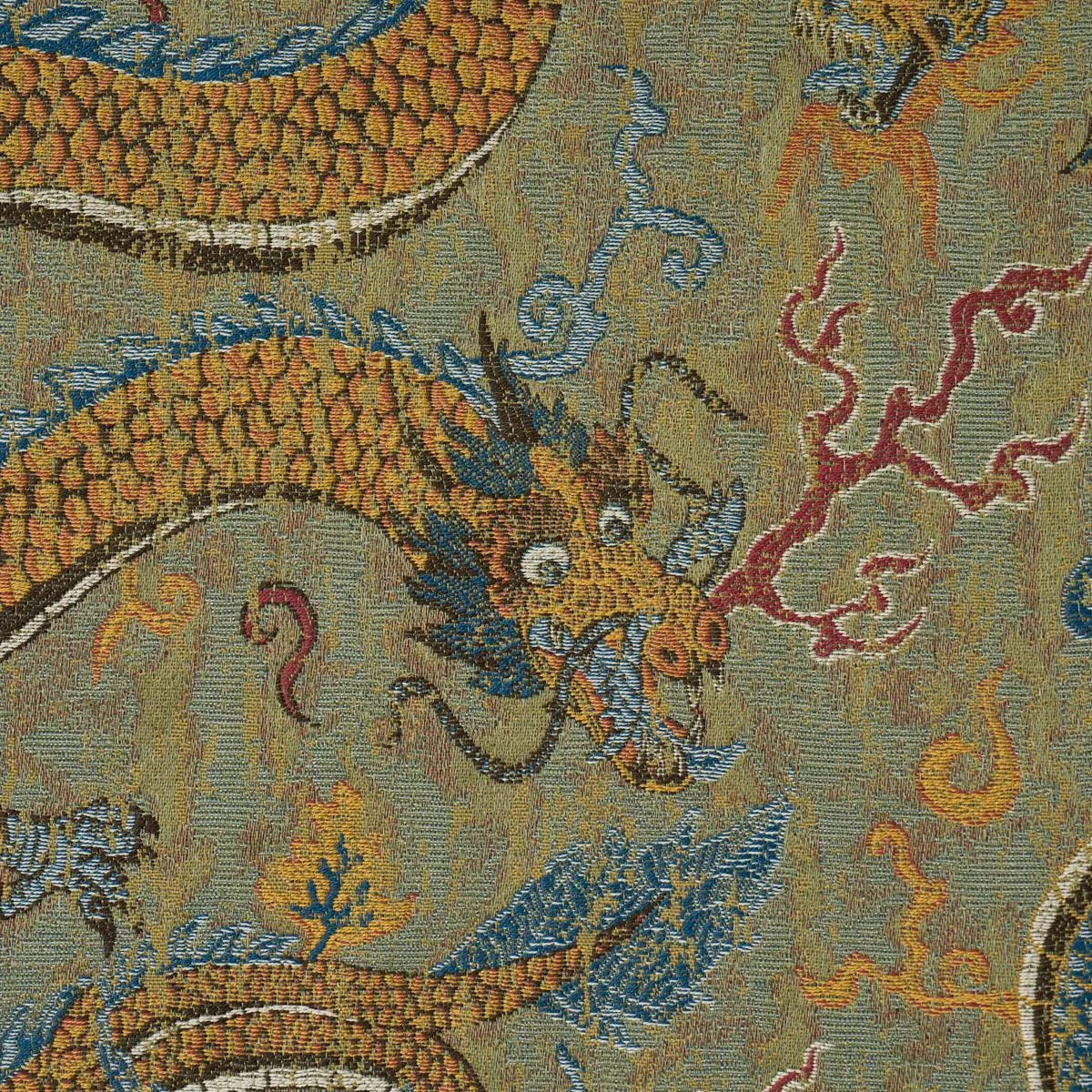 Schumacher 85090 Serpentine Dragon Multi fabric swatch