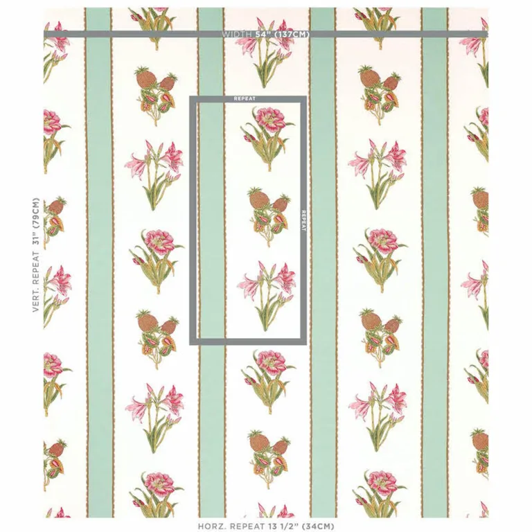 Schumacher 179640 Servilia Stripe Aqua fabric swatch
