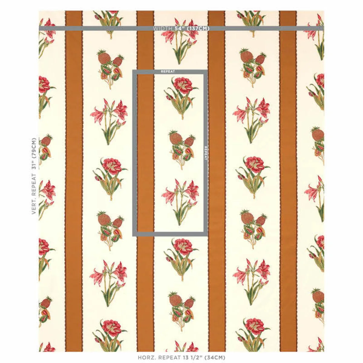Schumacher 179642 Servilia Stripe Camel fabric swatch