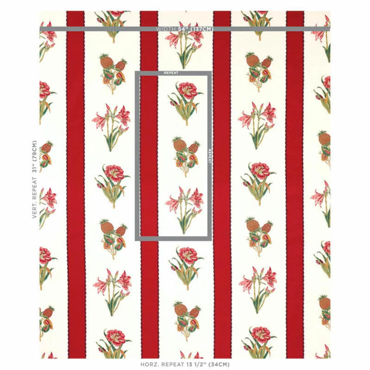 Schumacher 179641 Servilia Stripe Red fabric swatch