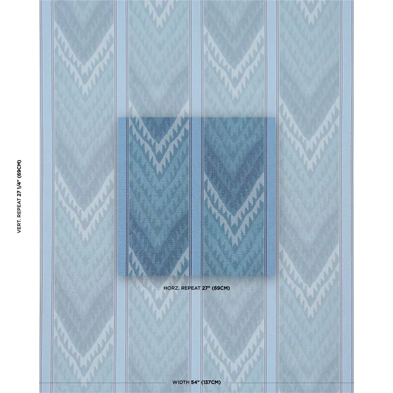 Schumacher 182771 Shabba Warp Print Blues fabric swatch
