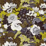 Schumacher 175131 Shanghai Peacock Brass fabric swatch