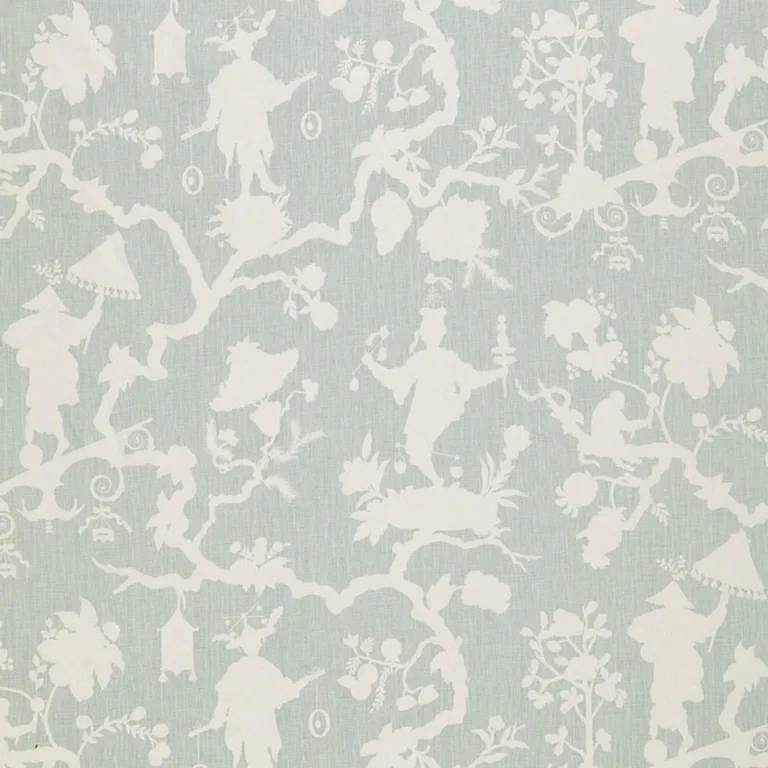 Schumacher 174580 Shantung Silhouette Print Mineral fabric swatch