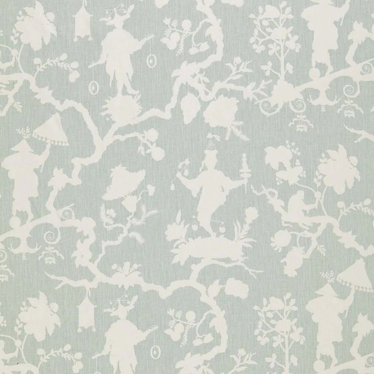 Schumacher 174580 Shantung Silhouette Print Mineral fabric swatch