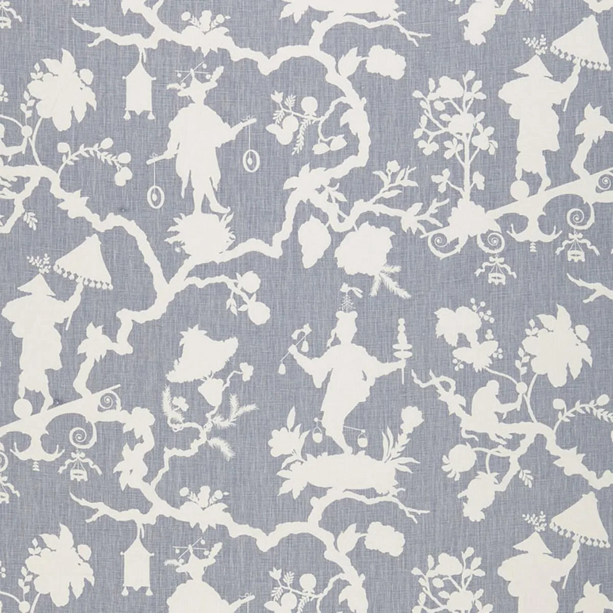 Schumacher 174582 Shantung Silhouette Print Wisteria fabric swatch