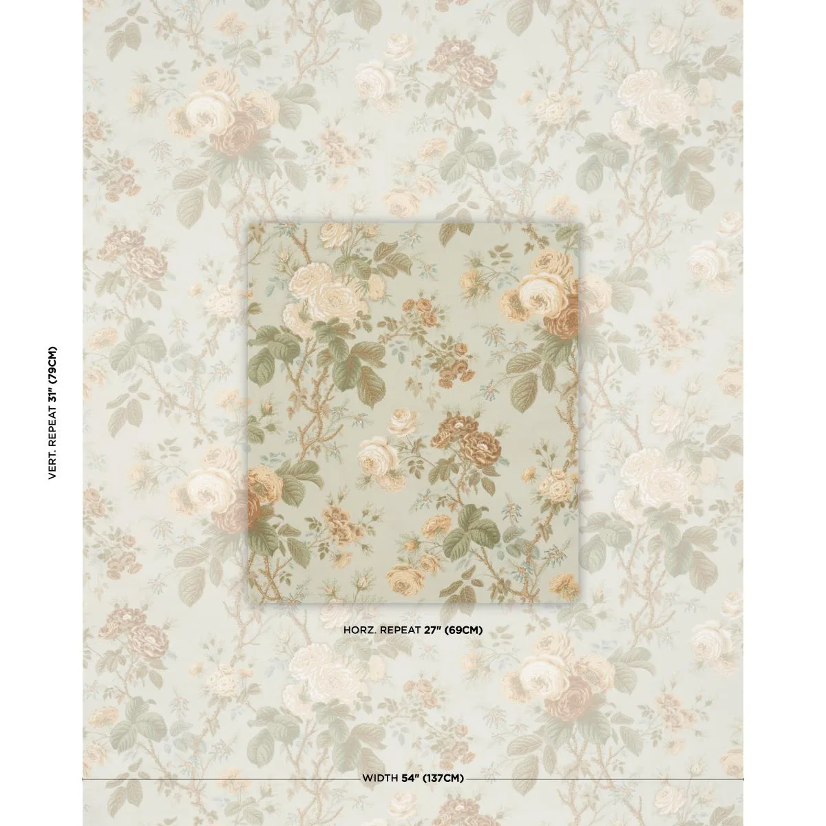 Schumacher 183140 She Walks In Beauty Chintz Celadon fabric swatch