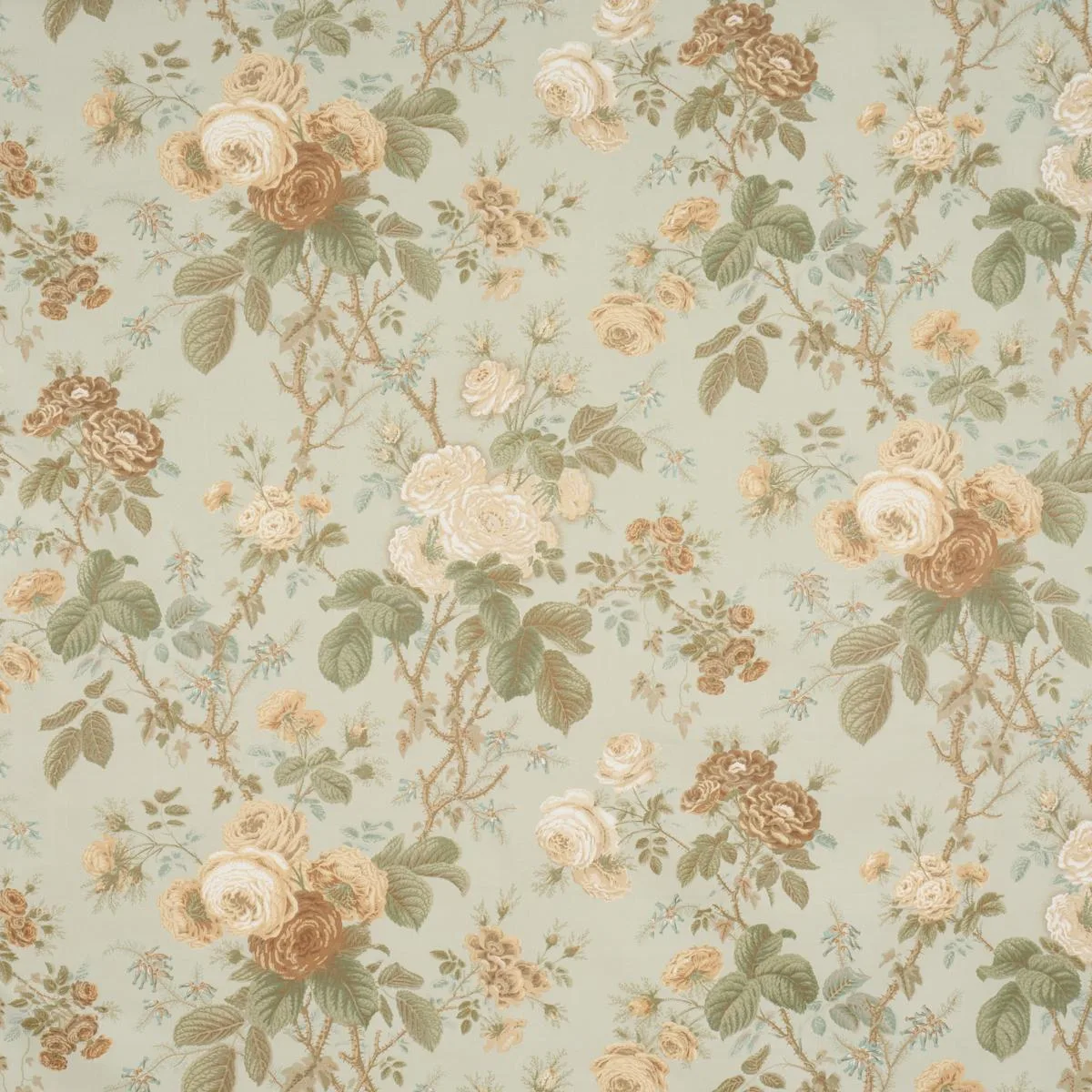 Schumacher 183140 She Walks In Beauty Chintz Celadon fabric swatch