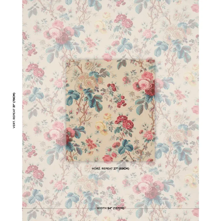 Schumacher 183141 She Walks In Beauty Chintz Document fabric swatch