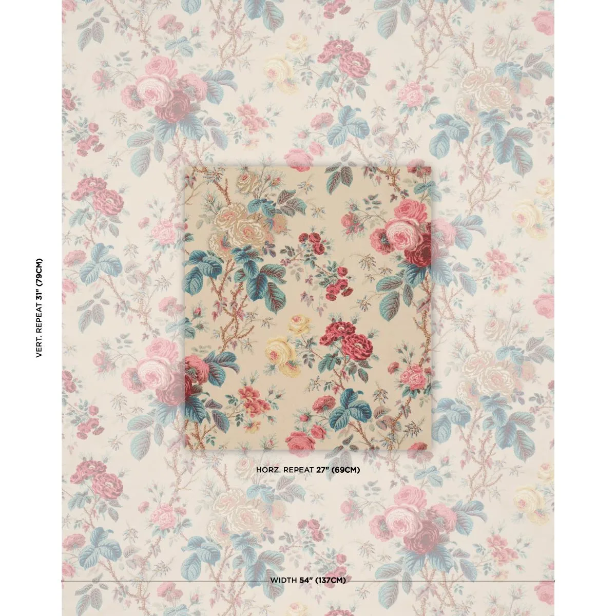 Schumacher 183141 She Walks In Beauty Chintz Document fabric swatch