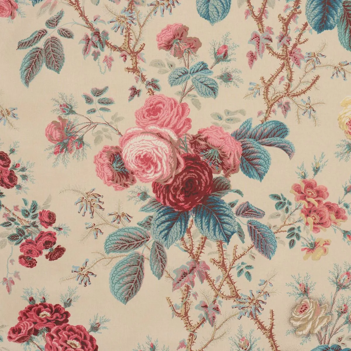 Schumacher 183141 She Walks In Beauty Chintz Document fabric swatch
