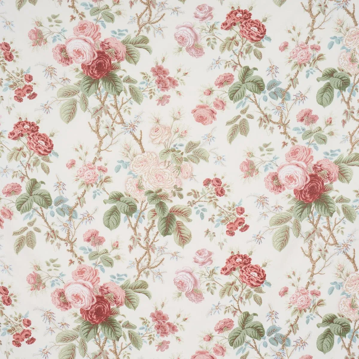 Schumacher 183142 She Walks In Beauty Chintz Rose fabric swatch