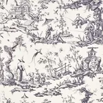 Schumacher 175806 Shengyou Toile Black fabric swatch