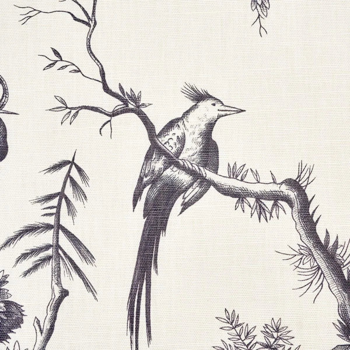 Schumacher 175806 Shengyou Toile Black fabric swatch