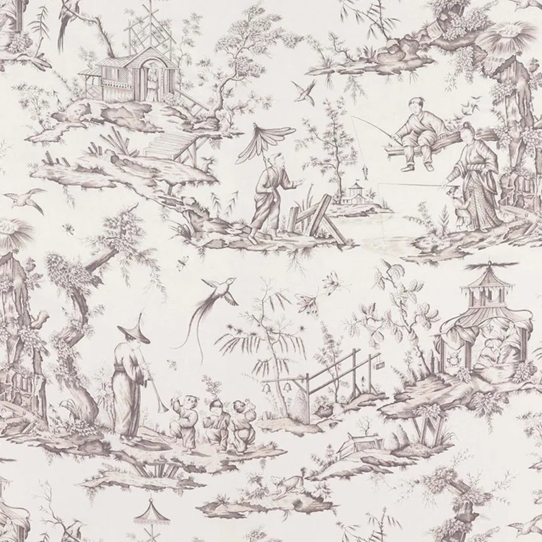 Schumacher 175802 Shengyou Toile Driftwood fabric swatch