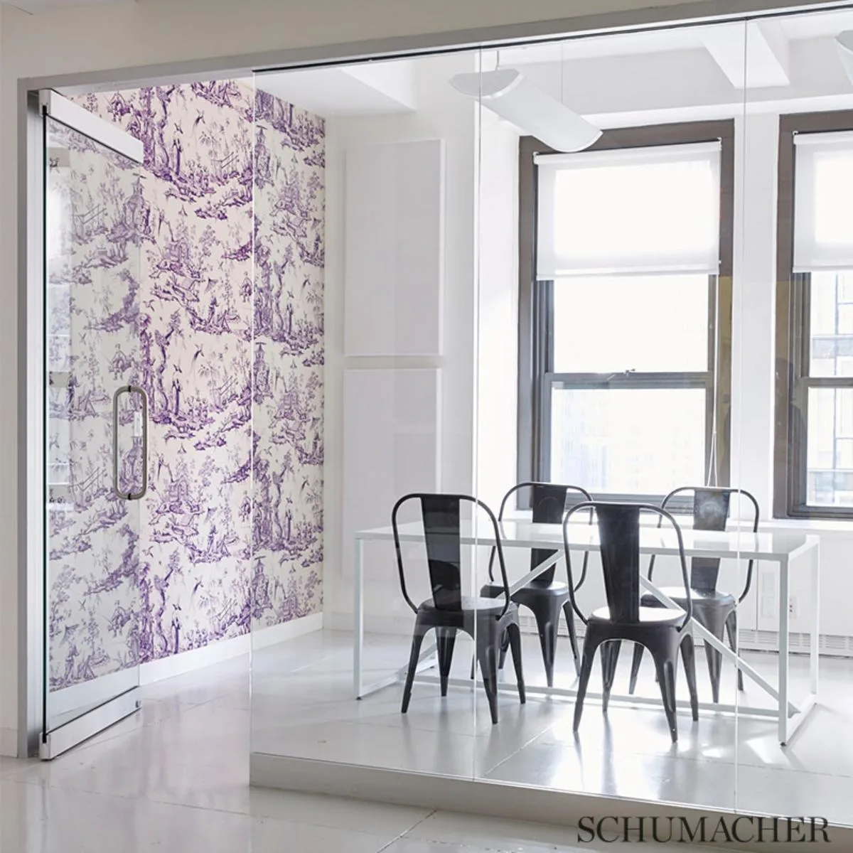 Schumacher 175801 Shengyou Toile Iris fabric swatch