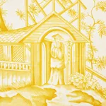 Schumacher 175805 Shengyou Toile Yellow fabric swatch