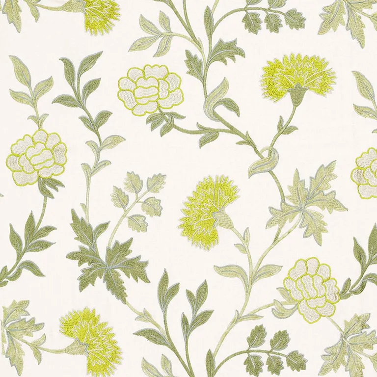 Schumacher 65661 Sheridan Embroidery Chartreuse fabric swatch
