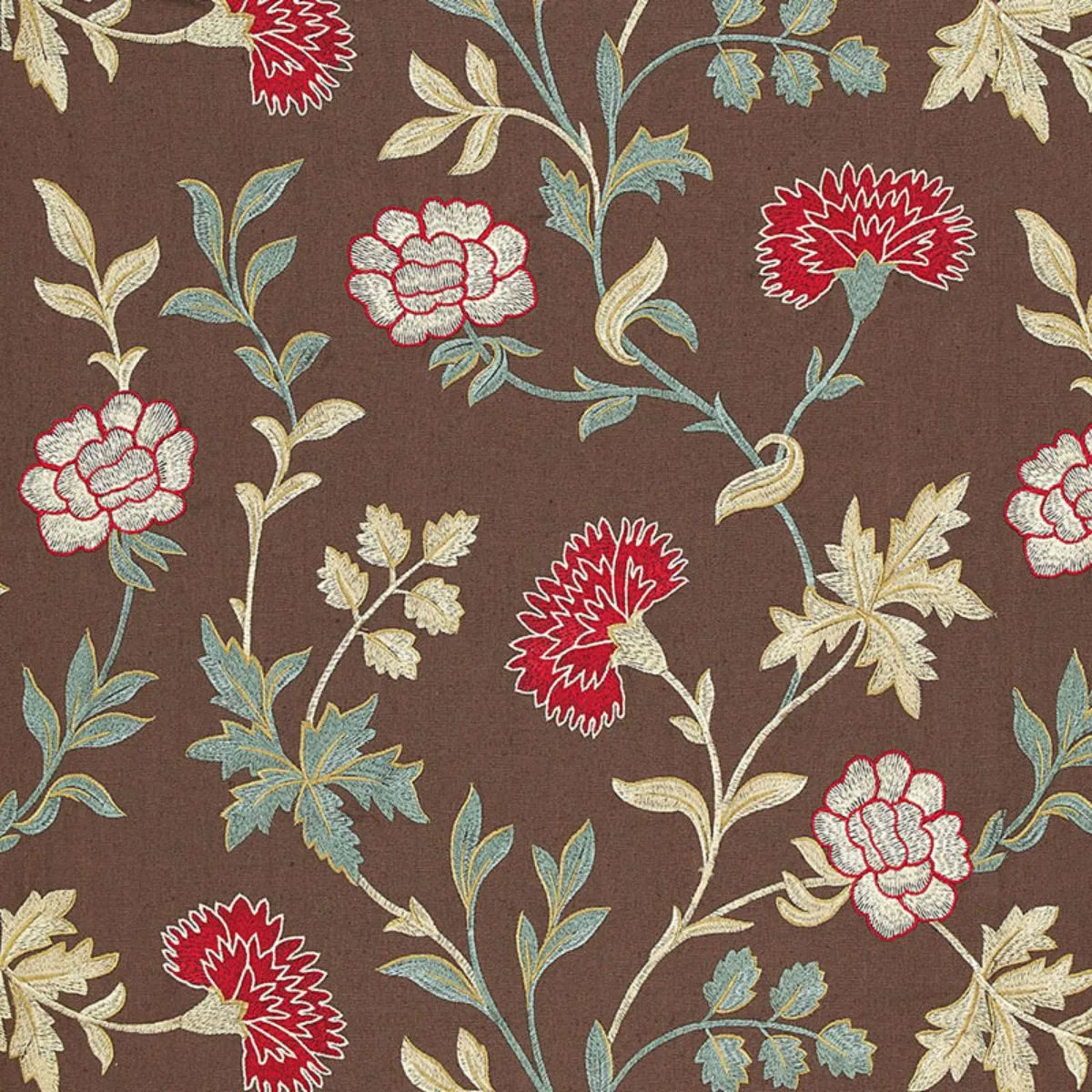 Schumacher 65660 Sheridan Embroidery Crimson fabric swatch