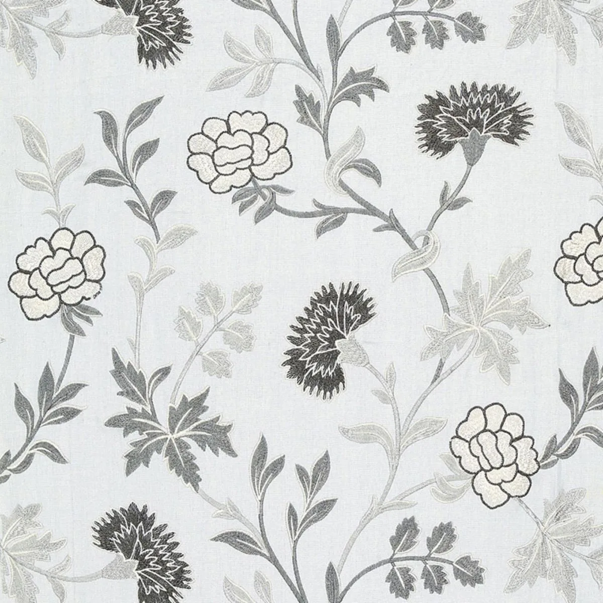 Schumacher 65663 Sheridan Embroidery Grisaille fabric swatch
