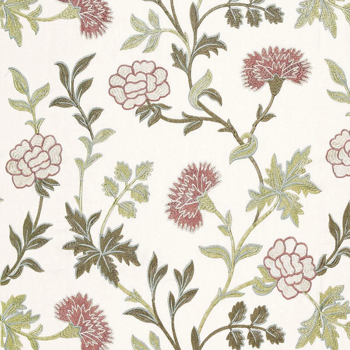 Schumacher 65662 Sheridan Embroidery Quartz fabric swatch