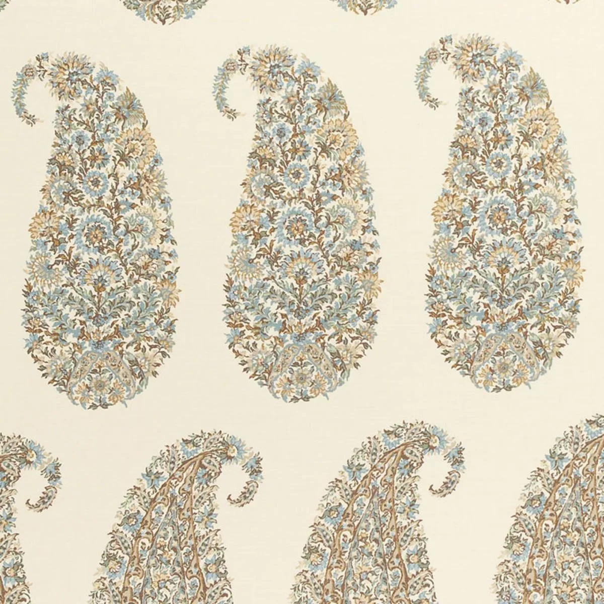 Schumacher 173780 Shirala Paisley Aqua fabric swatch