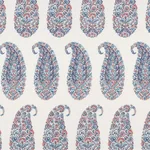 Schumacher 173784 Shirala Paisley Delft & Rose fabric swatch