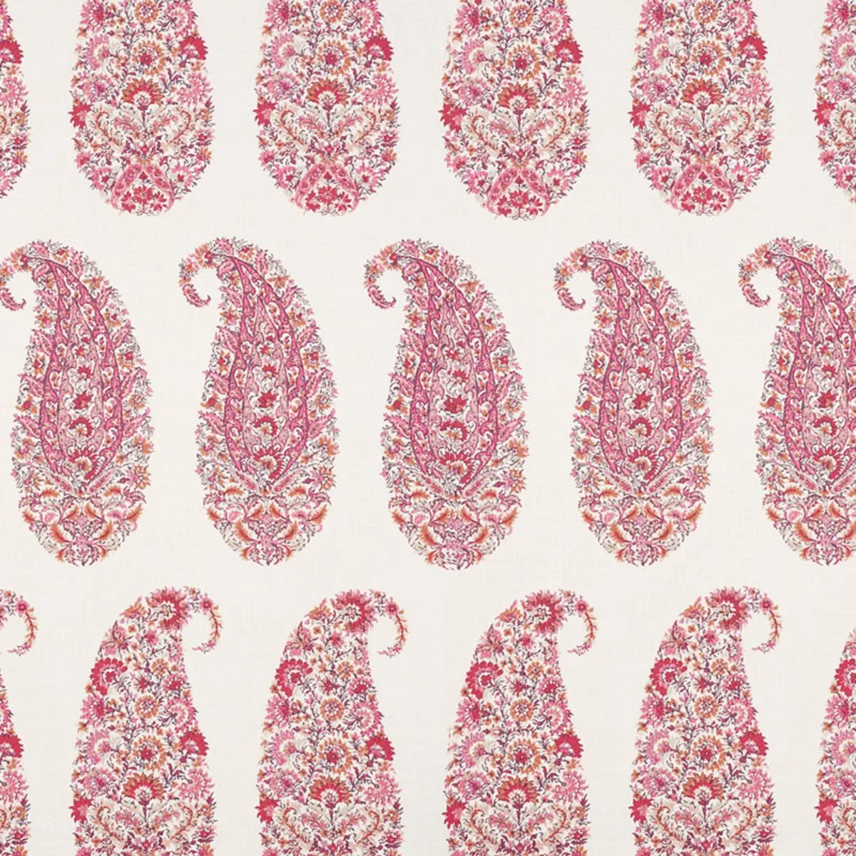 Schumacher 173785 Shirala Paisley Magenta fabric swatch
