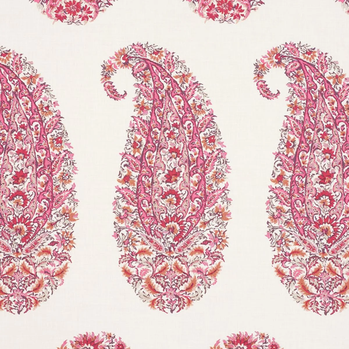 Schumacher 173785 Shirala Paisley Magenta fabric swatch